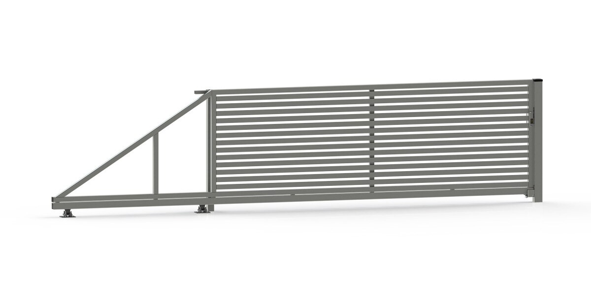 Sliding gate with horizontal steel boards